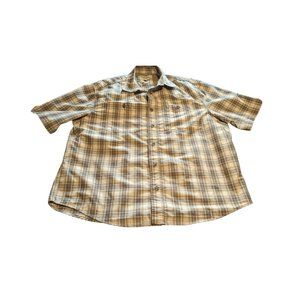 Cabelas Sz XL Button Vented Fishing Hiking Shirt Roughneck Cool Max Plaid SS